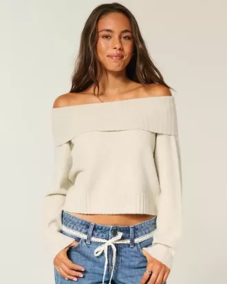 Hollister Comfy Cloud Foldover Off-the-Shoulder Sweater