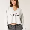 Hollister Comfy Cloud Graphic Notch-Neck Sweater Hollister Comfy Cloud Graphic Notch-Neck Sweater