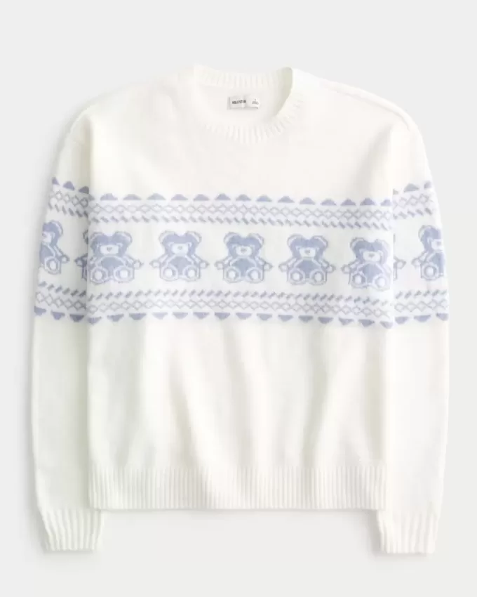Hollister Comfy Cloud Teddy Bear Graphic Crew Sweater Hollister Comfy Cloud Teddy Bear Graphic Crew Sweater