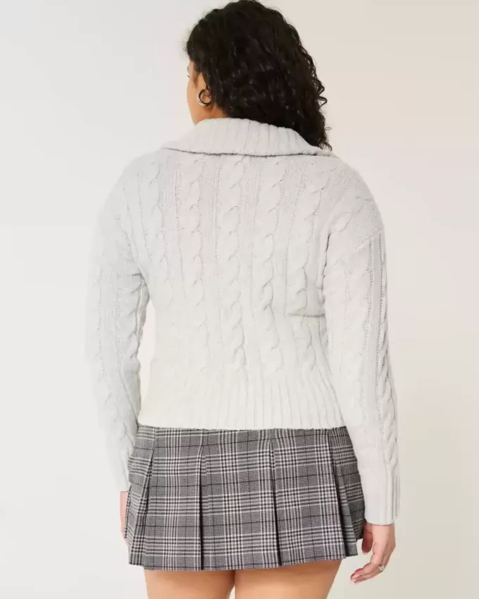 Hollister Comfy Cloud Zip-Up Cable-Knit Sweater Hollister Comfy Cloud Zip-Up Cable-Knit Sweater
