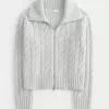 Hollister Comfy Cloud Zip-Up Cable-Knit Sweater Hollister Comfy Cloud Zip-Up Cable-Knit Sweater