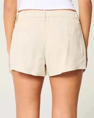 Hollister Livvy Low-Rise Linen-Blend Shorts 3″