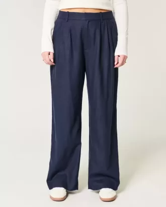 Hollister Livvy Ultra High-Rise Linen-Blend Wide-Leg Pants