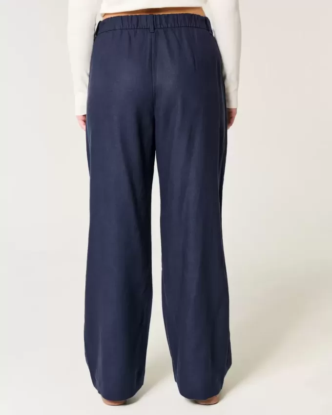 Hollister Livvy Ultra High-Rise Linen-Blend Wide-Leg Pants