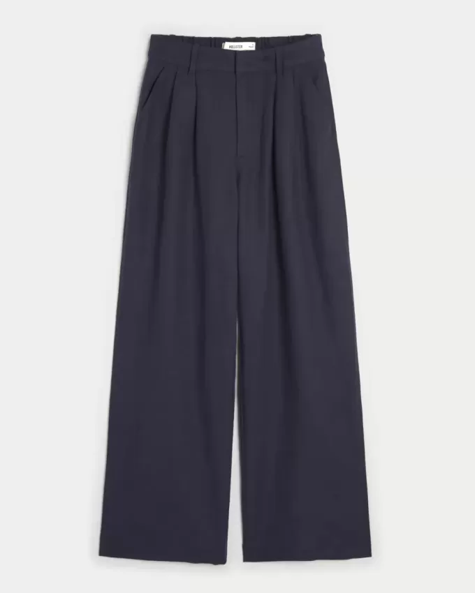 Hollister Livvy Ultra High-Rise Linen-Blend Wide-Leg Pants