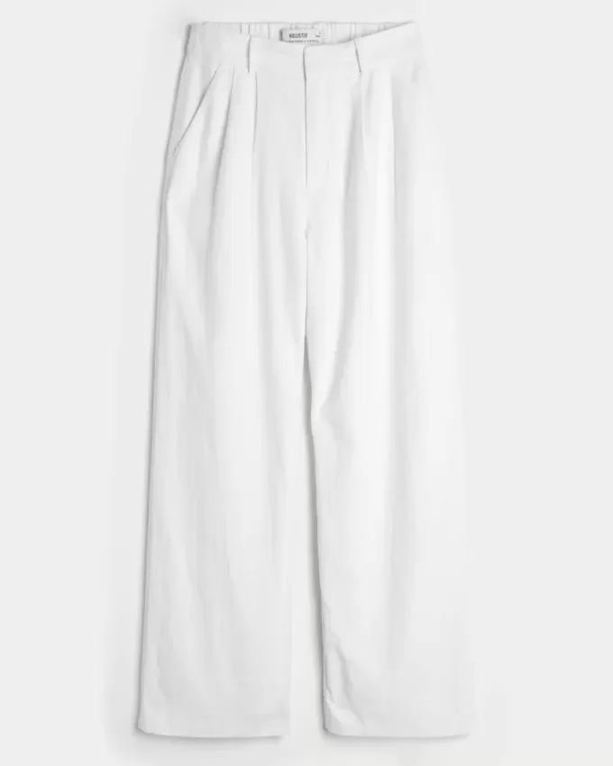 Hollister Livvy Ultra High-Rise Linen-Blend Wide-Leg Pants