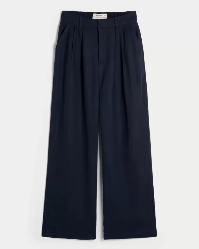 Hollister Livvy Ultra High-Rise Linen Blend Wide-Leg Pants