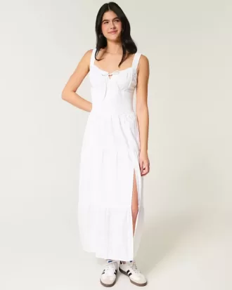 Hollister Sofia Side-Smocked Eyelet Maxi Dress