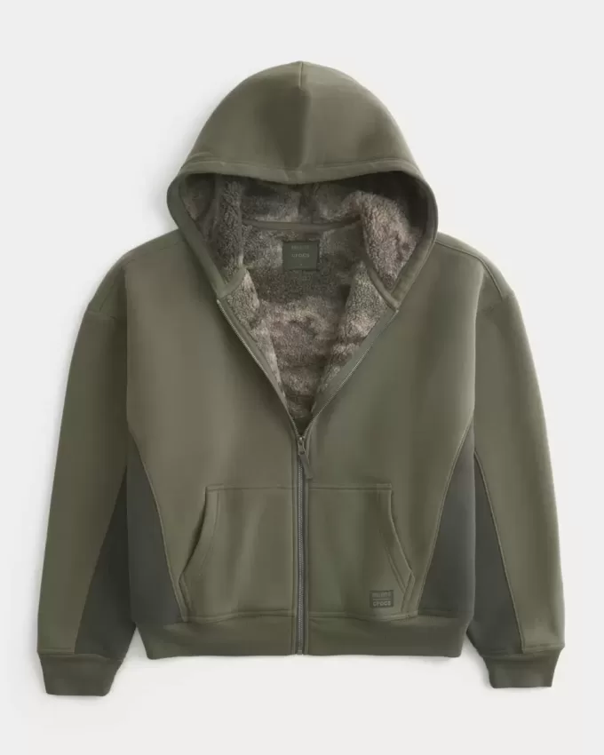Hollister x Crocs Sherpa-Lined Zip-Up Hoodie