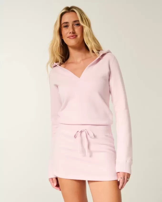 Hooded Long-Sleeve Fleece Dress