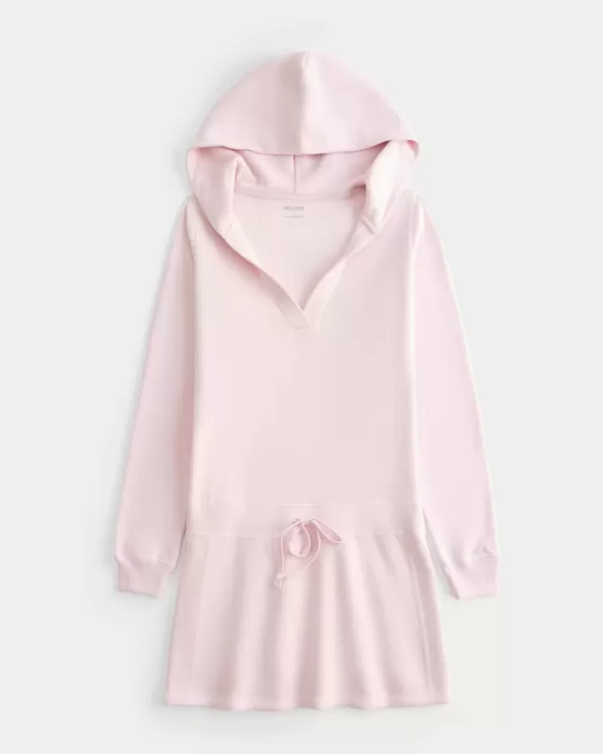 Hooded Long-Sleeve Fleece Dress