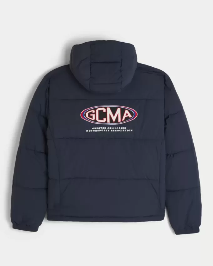 Hooded Motorsports Graphic Puffer Jacket