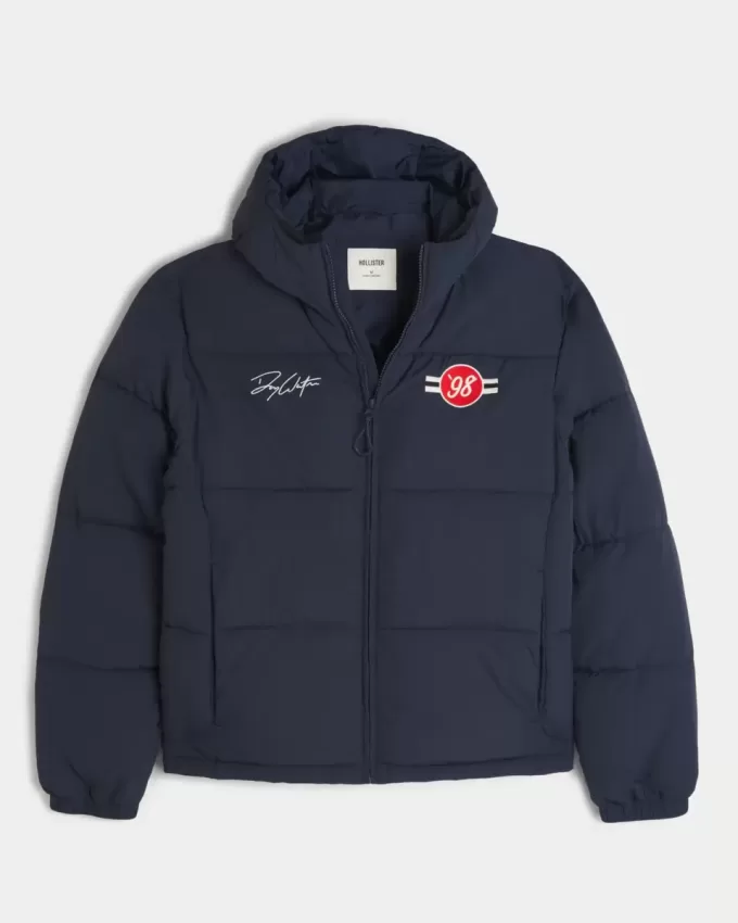 Hooded Motorsports Graphic Puffer Jacket