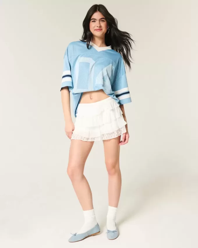 Lace-Chiffon Tiered Mini Skort