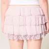Lace-Chiffon Tiered Mini Skort