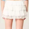Lace-Chiffon Tiered Mini Skort