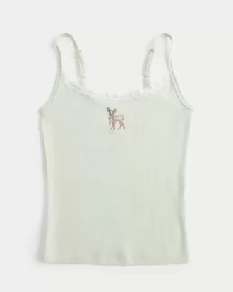 Lace Trim Deer Graphic Tank