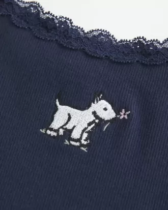 Lace Trim Dog Graphic Tank