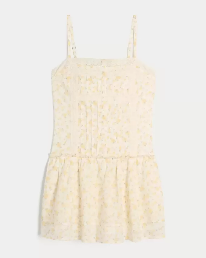 Lace Trim Mini Dress