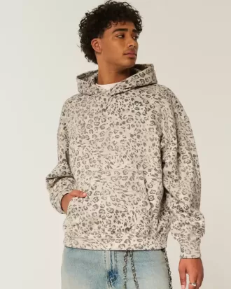 Leopard Print Baggy Cinch Hoodie