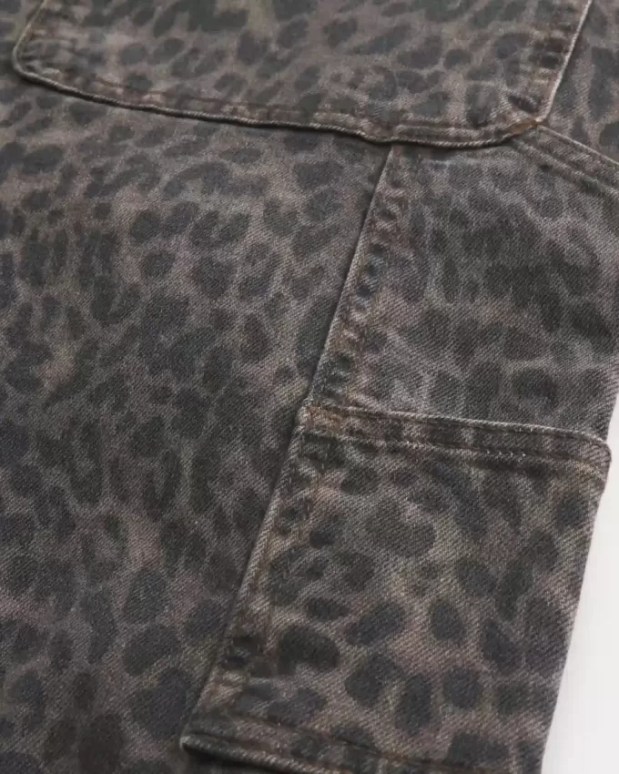 Leopard Print Baggy Painter Jeans