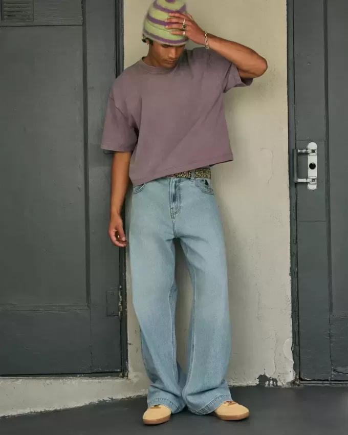 Light Wash Astronaut Graphic Super Baggy Jeans