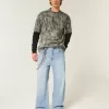Light Wash Astronaut Graphic Super Baggy Jeans