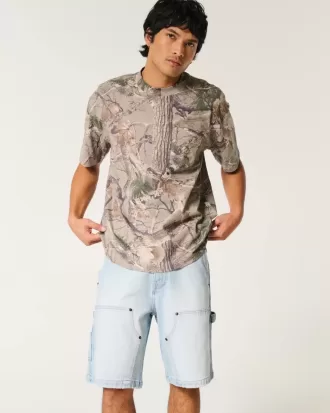 Light Wash Baggy Denim Painter Shorts