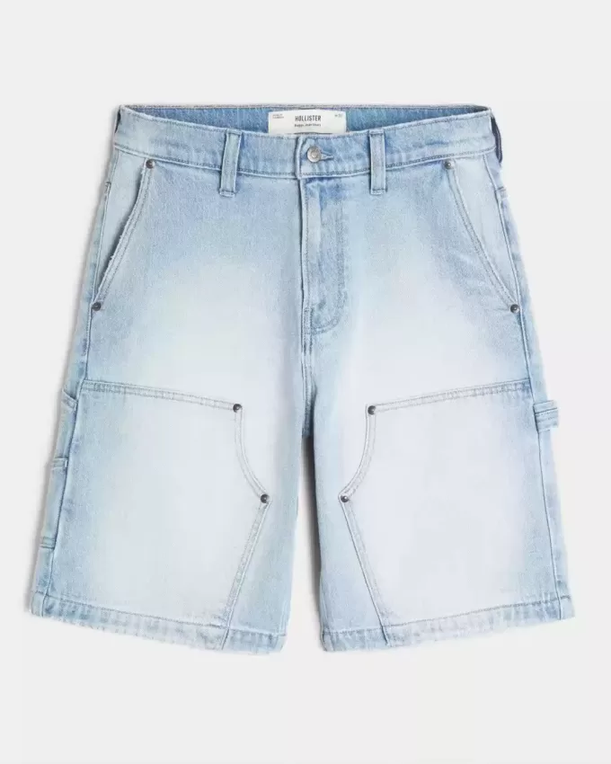 Light Wash Baggy Denim Painter Shorts Light Wash Baggy Denim Painter Shorts