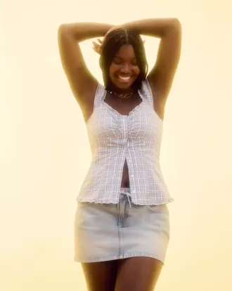 Light Wash Denim Mini Skort