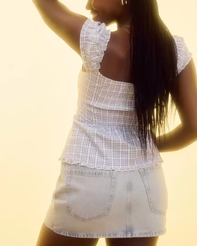 Light Wash Denim Mini Skort