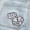 Light Wash Dice Graphic Super Baggy Denim Shorts Light Wash Dice Graphic Super Baggy Denim Shorts