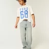 Light Wash Embroidered Dice Skater Baggy Jeans