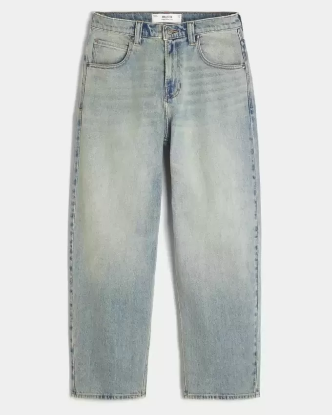 Light Wash Embroidered Dice Skater Baggy Jeans