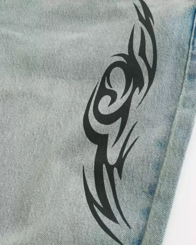 Light Wash Graphic Baggy Jeans