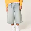 Light Wash Half-Length Skater Baggy Jeans