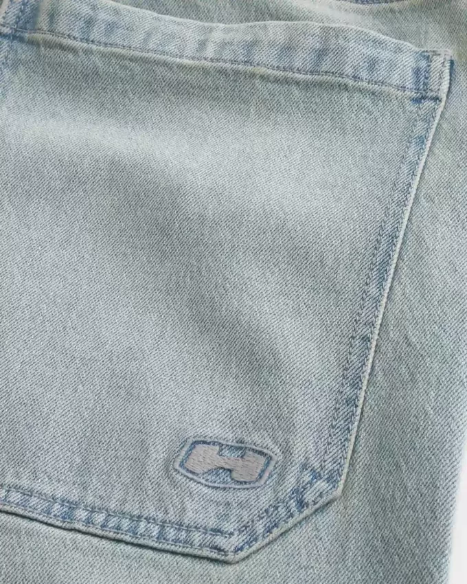 Light Wash Half-Length Skater Baggy Jeans