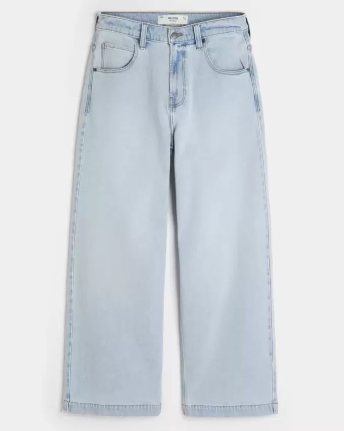 Light Wash New York Graphic Super Baggy Jeans