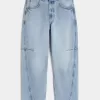 Light Wash Seamed Skater Baggy Jeans