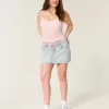 Light Wash Shoelace Denim Mini Skort
