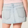 Light Wash Shoelace Denim Mini Skort