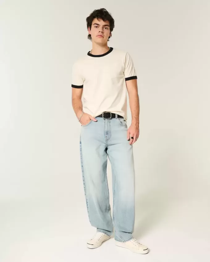 Light Wash Skater Baggy Jeans