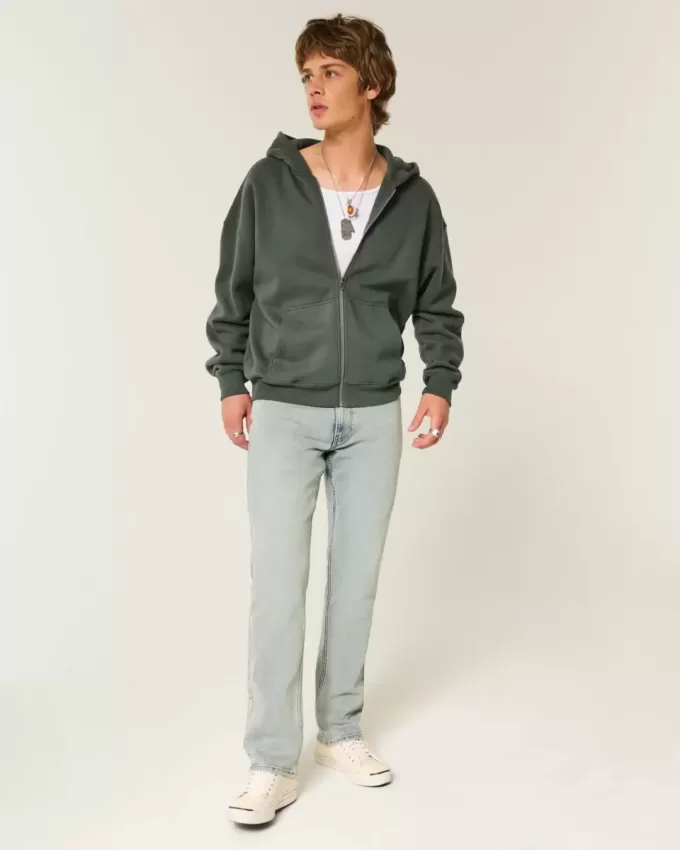 Light Wash Slim Straight Jeans