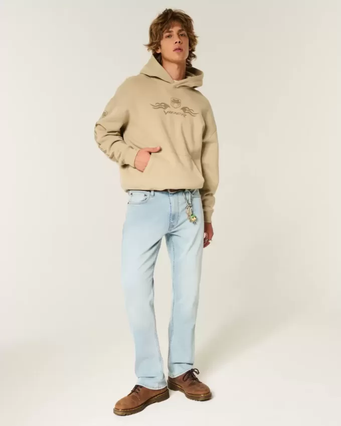 Light Wash Slim Straight Jeans