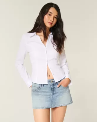 Light Wash Studded Denim Mini Skort