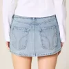 Light Wash Studded Denim Mini Skort