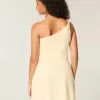 Linen-Blend Asymmetrical Mini Dress