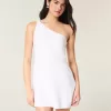 Linen-Blend Asymmetrical Mini Dress