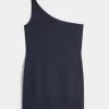 Linen-Blend Asymmetrical Mini Dress