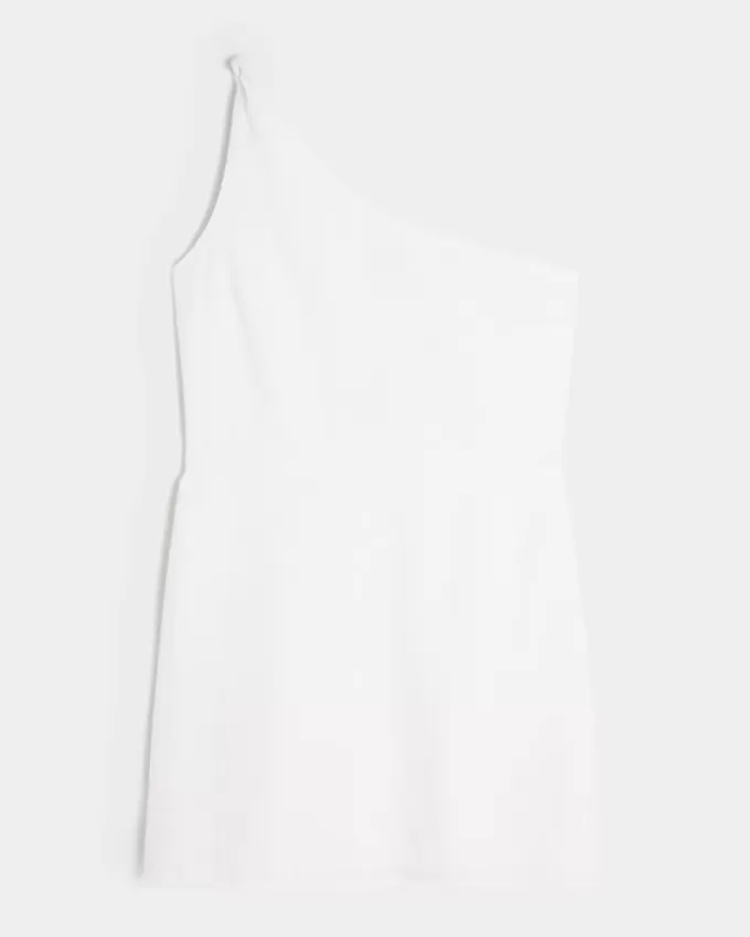 Linen-Blend Asymmetrical Mini Dress